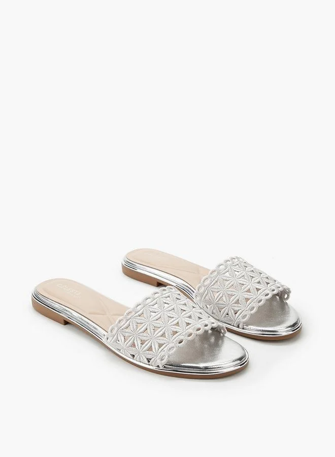 Women Laser Cut Slide Sandals