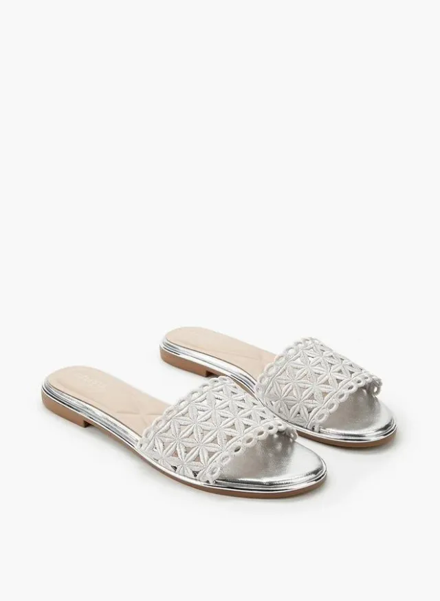Women Laser Cut Slide Sandals