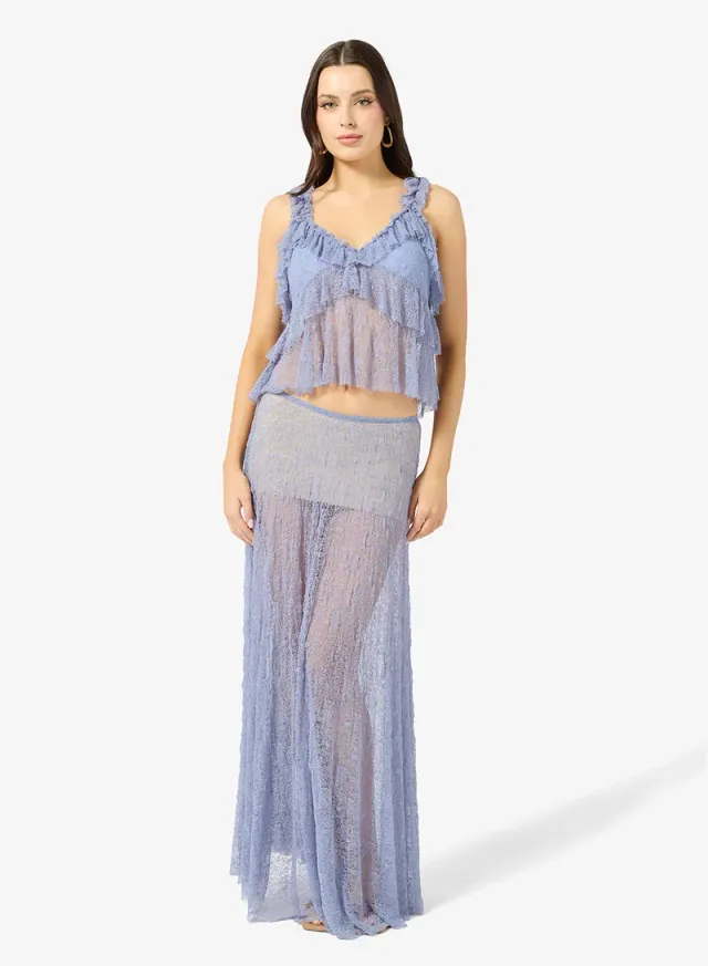 Frill Detail Cami Top Lace Skirt Set – image 5
