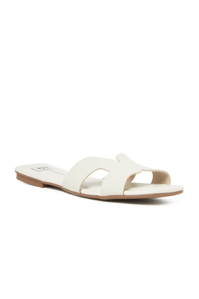 MOLECA Women's Flat Slip-On Sandals OFF WHITE