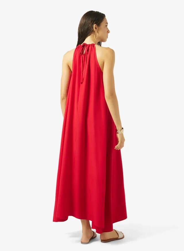 Red Halter Neck Maxi Beach Dress for Women – image 2