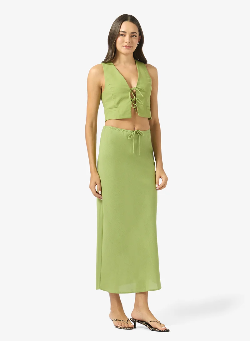 Tie Up Vest A-Line Skirt Set