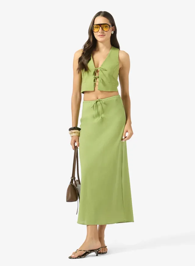 Tie Up Vest A-Line Skirt Set – image 5