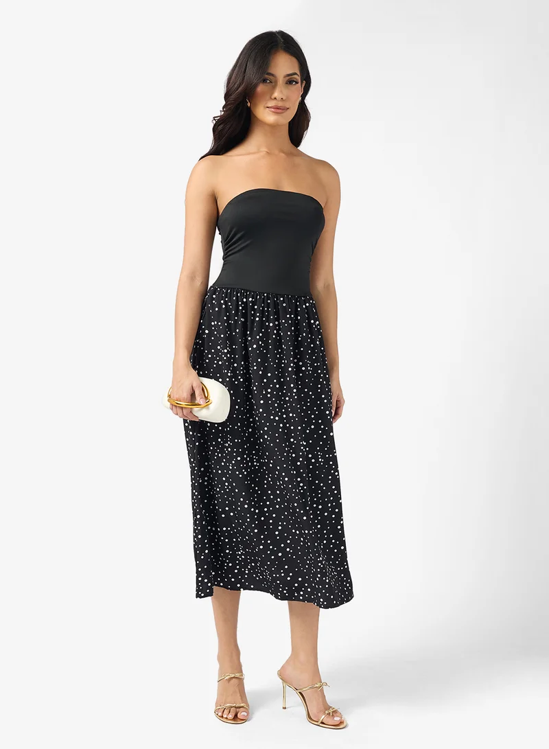 Bandeau Polka Dot Dress