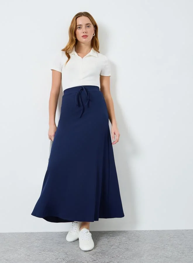 Women Bow Detail A-Line Maxi Skirt