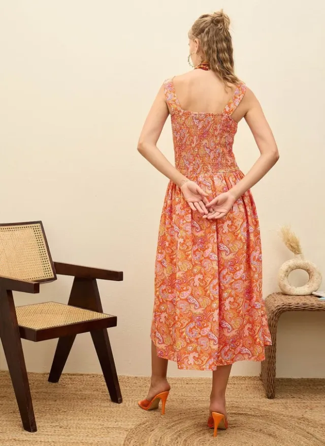 Paisley Print Sleeveless Midi Dress – image 5