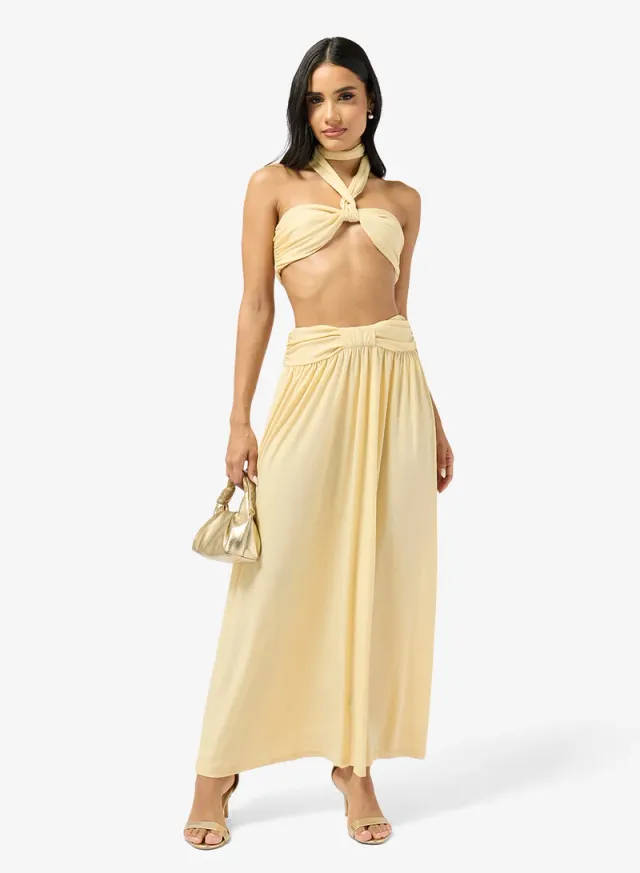 Off-Shoulder Draped Top & Skirt Set