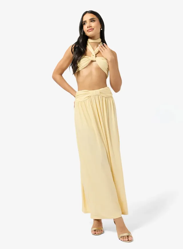 Off-Shoulder Draped Top & Skirt Set – image 5
