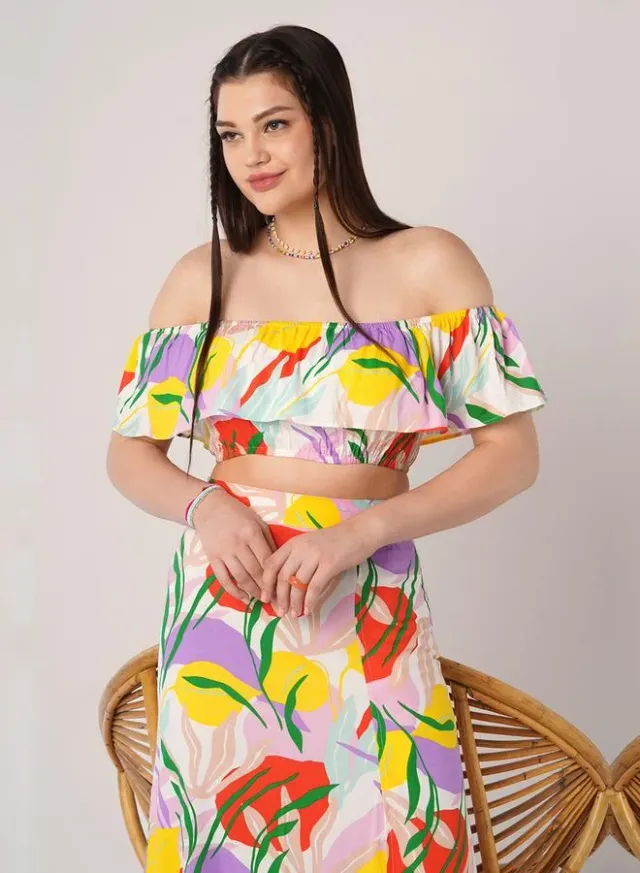 Floral Print Crop Top & Maxi Skirt Co-ord Set – image 6