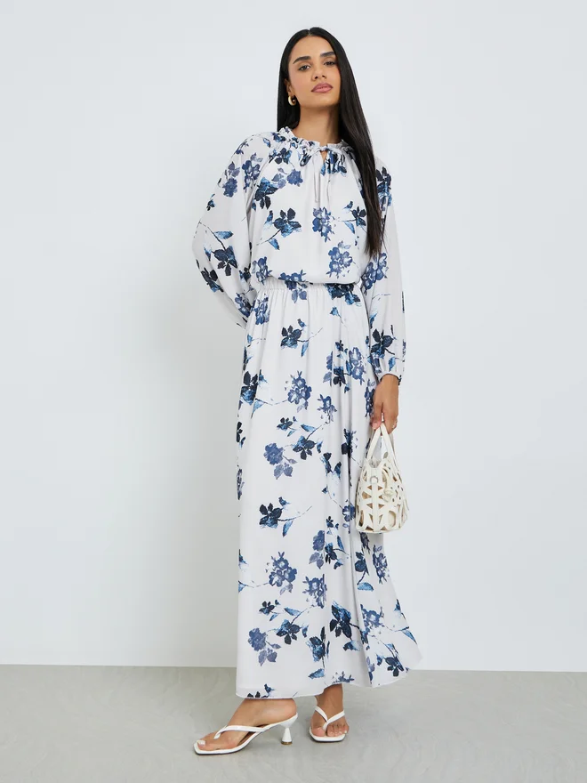 Floral Print Top & Maxi Skirt Co-ords White