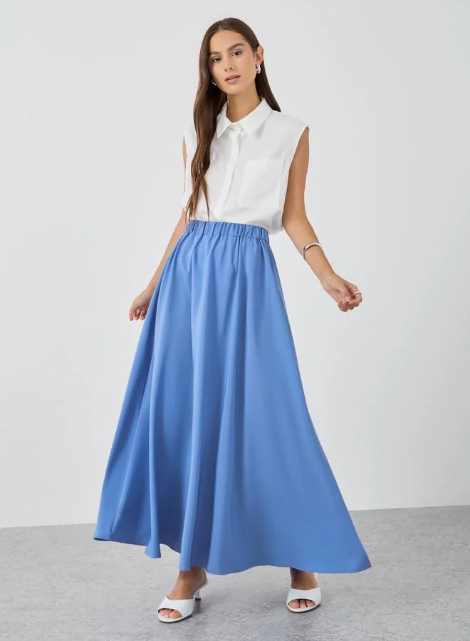 Solid A-Line Maxi Skirt