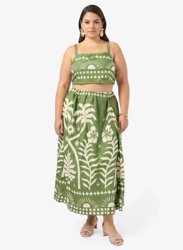 Boho Printed Top and Skirt Set