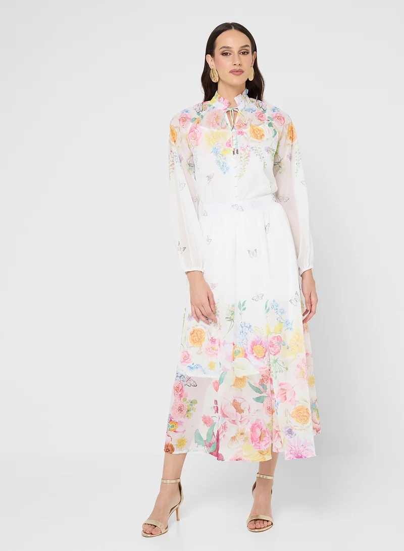 Floral Print Top & Skirt Set