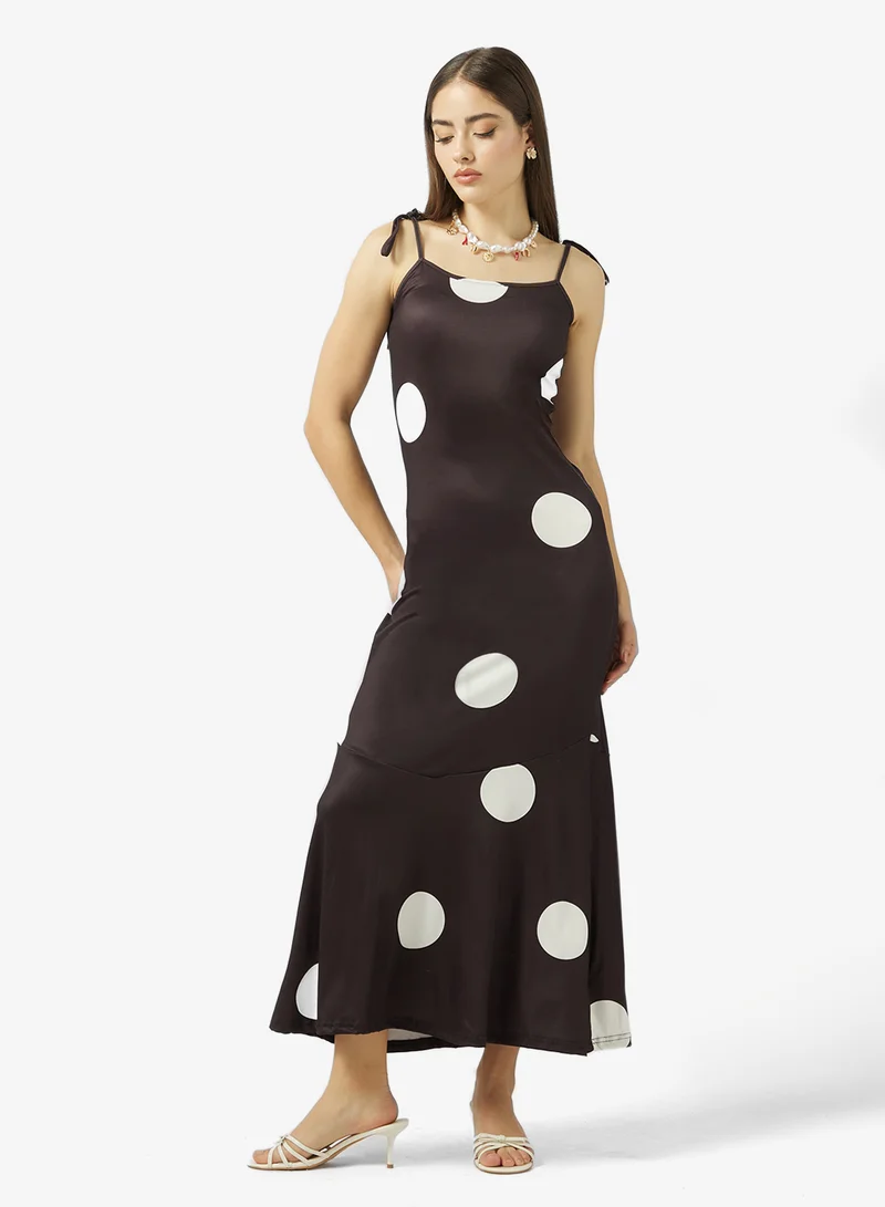 Strappy Polka Dot A-Line Dress
