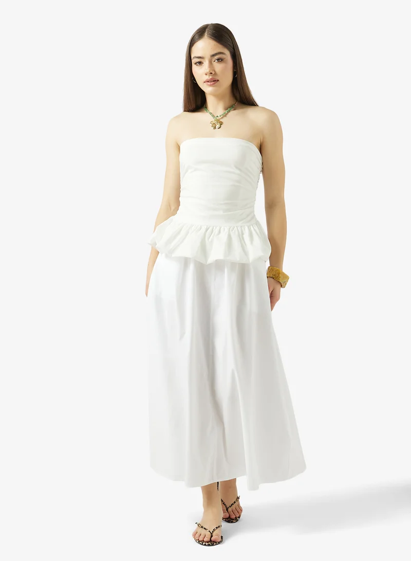 Bandeau Ruched Top & A-Line Skirt Set