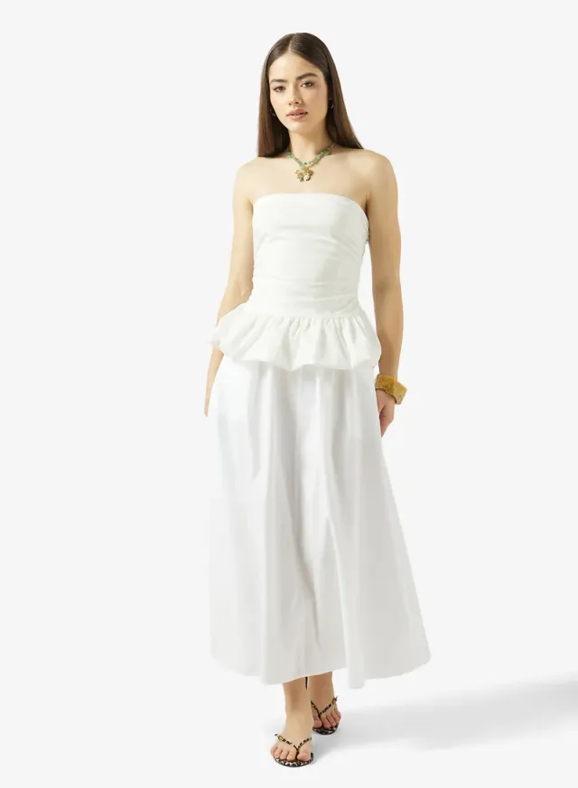 Bandeau Ruched Top & A-Line Skirt Set