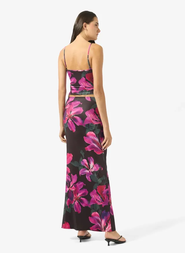 Floral Print Cami Tank Top and Skirt Set - Black – image 2