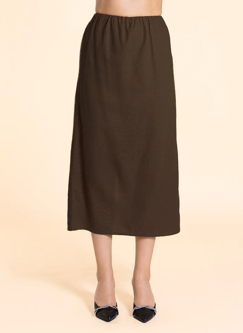 Midi Linen Blend Skirt