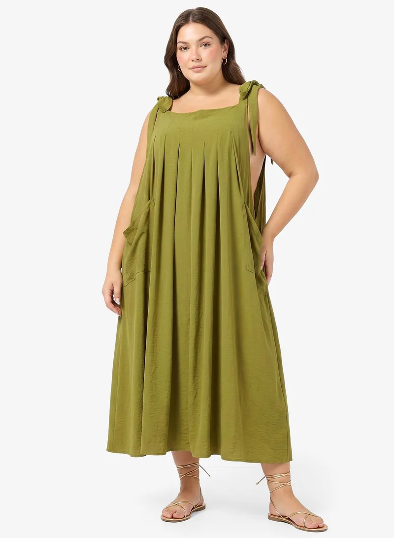 Tie-Shoulder A-Line Dress