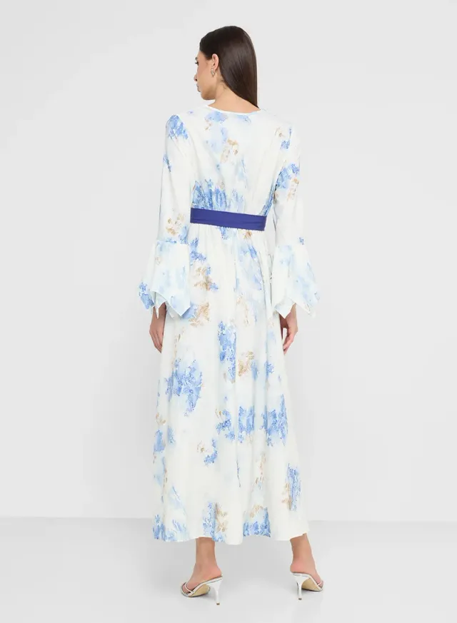 فستان مطوي بطبعة زهور – صورة 2