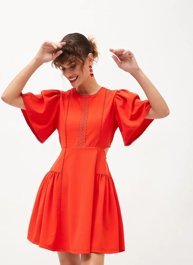 Women's Flared Sleeve Lace Fit & Flare Dress