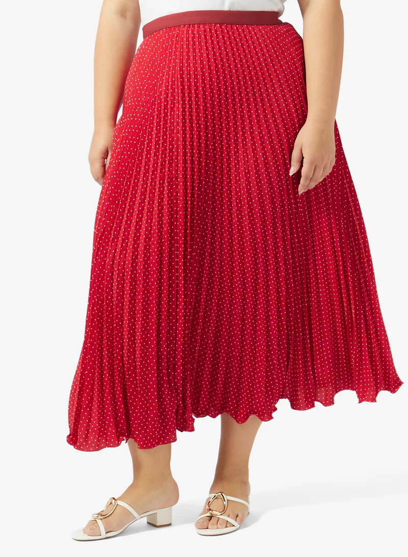 Plus Size Polka Print Skirt