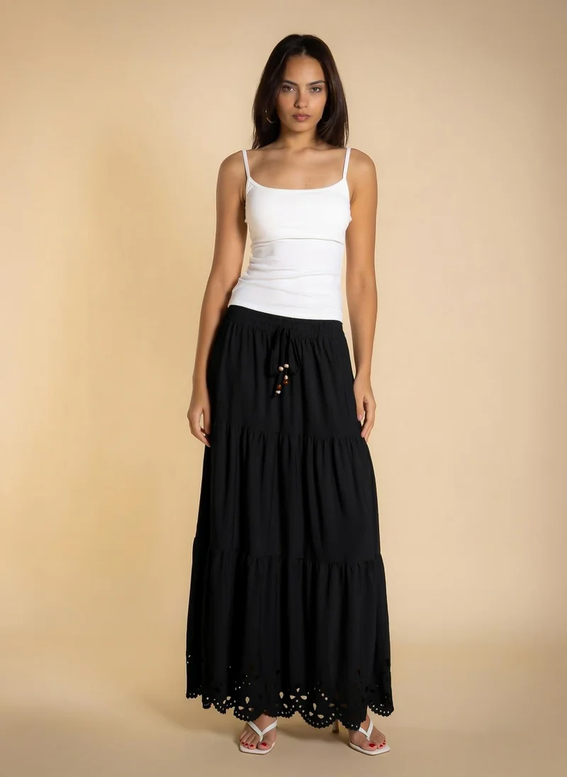Detailed Cutwork Maxi Skirt