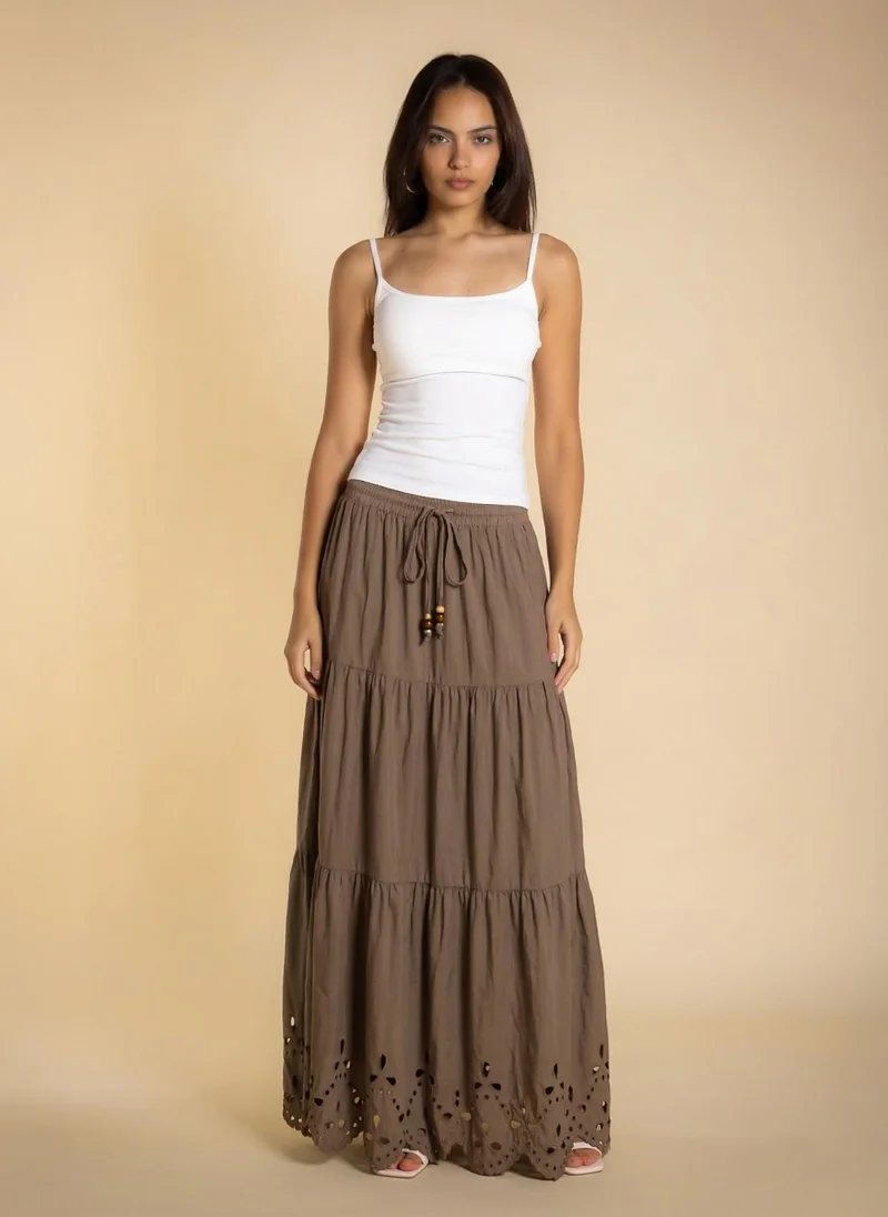 Detailed Cutwork Maxi Skirt