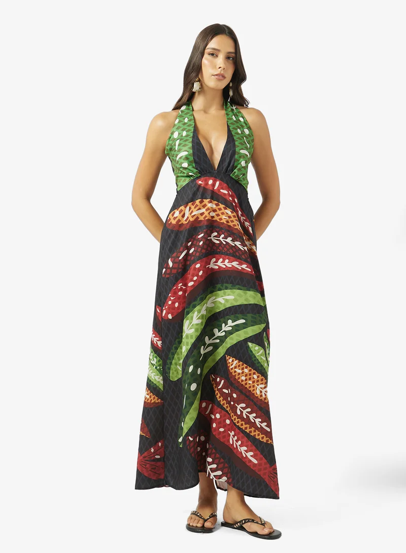 Halter Neck Print Dress