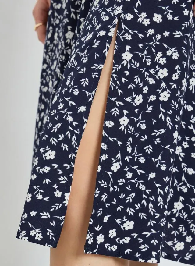 Floral Smocked Waist Strappy Midi Dress Blue – image 5
