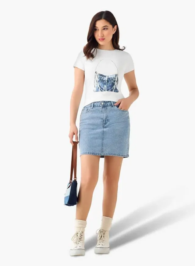 Embellished Mini Denim Skirt – image 2