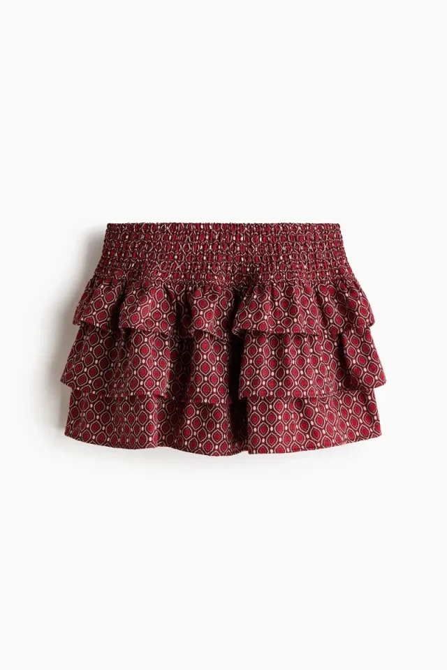 Red Dark Mini Skort for Women - High Rise Flared Twill – image 4