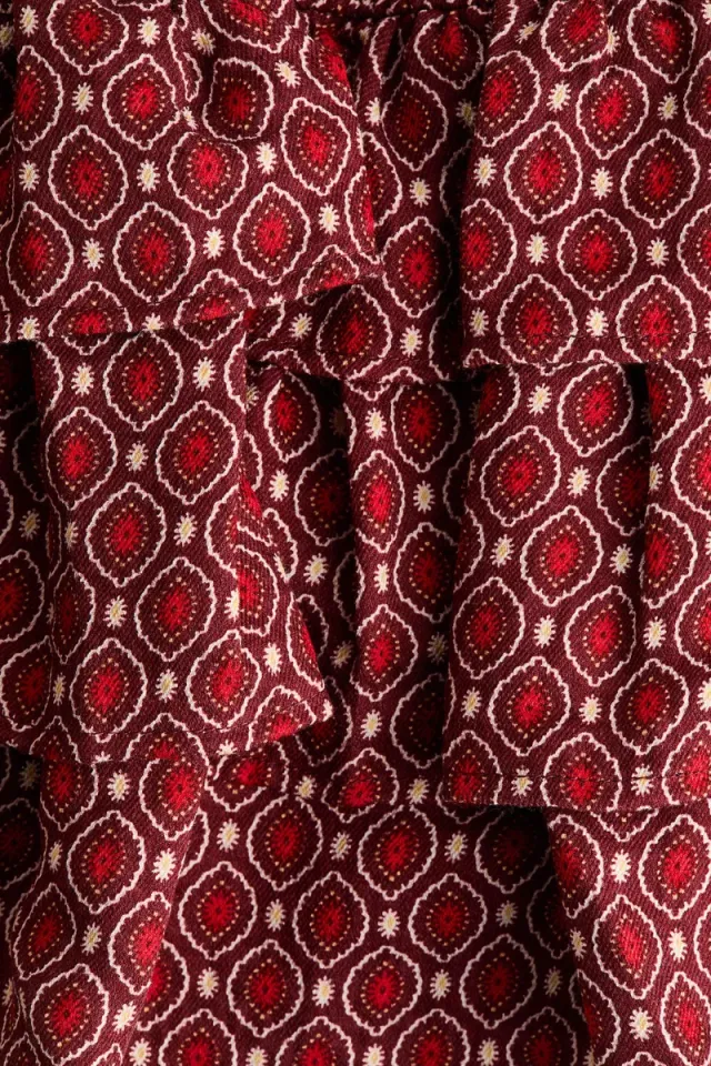 Red Dark Mini Skort for Women - High Rise Flared Twill – image 5