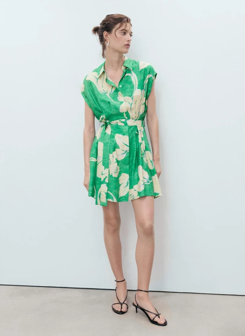 Belted Printed Dress