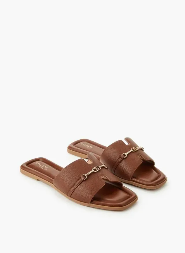 Women's Metal Accent Slip-On Sandals