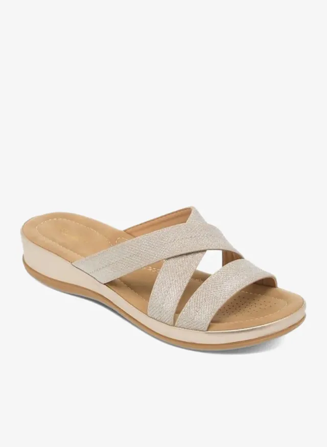 Women's Textured Slip-On Strappy Sandals