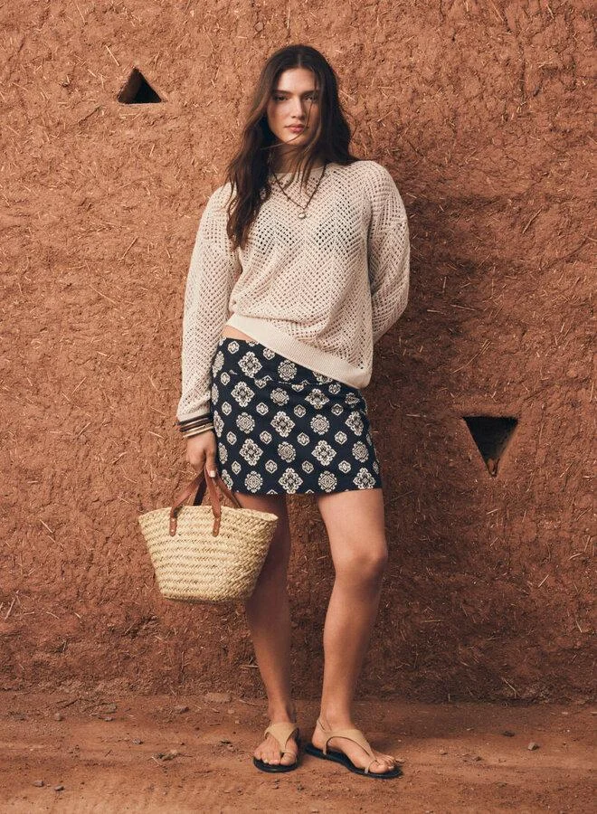 Short Ethnic Print Skirt