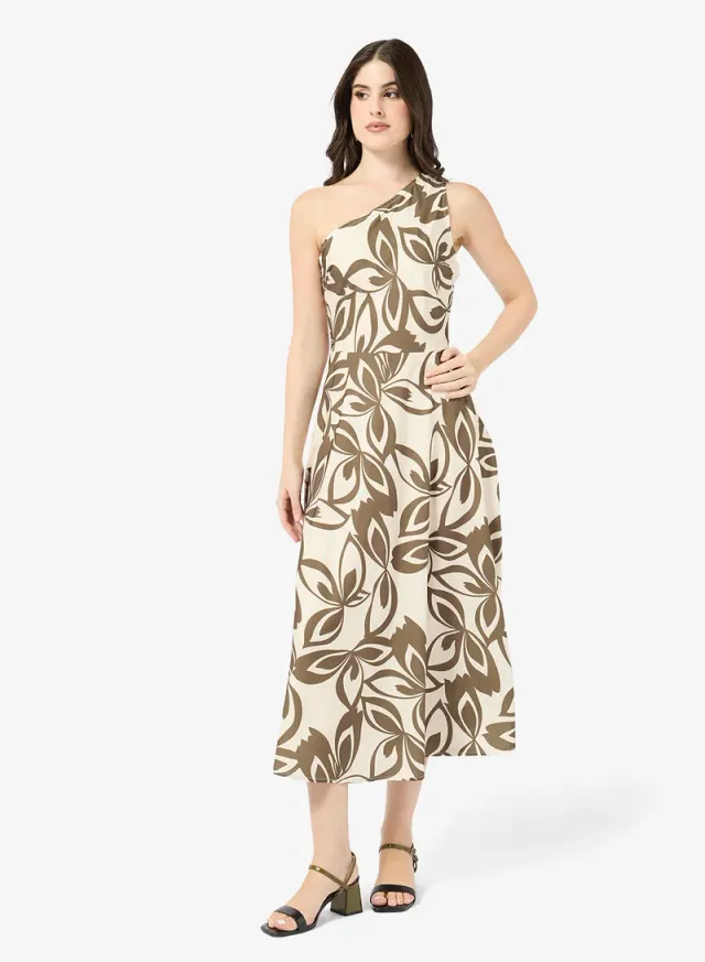Printed One Shoulder Dress – image 4