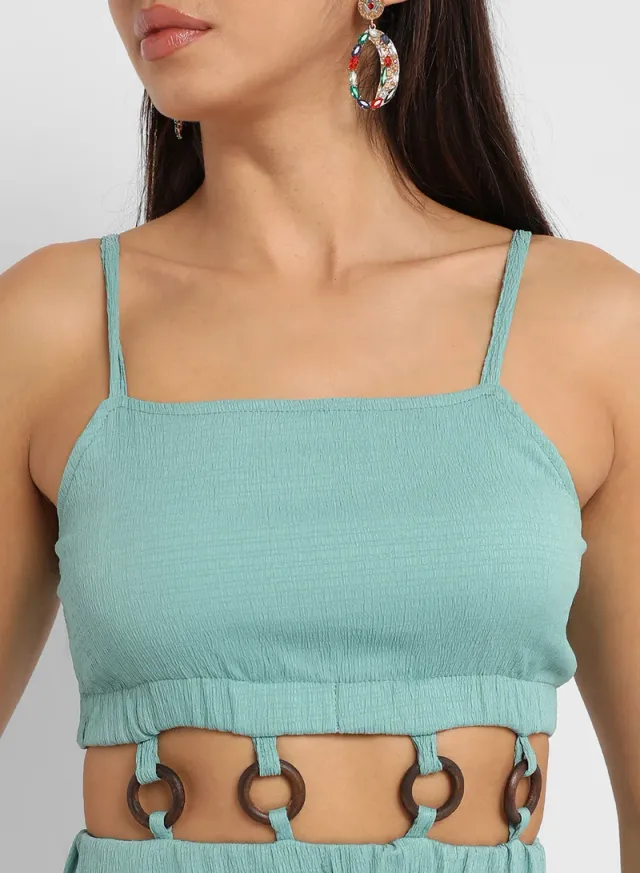 Women's Teal Green High-Low Cutout Midi Dress – image 5