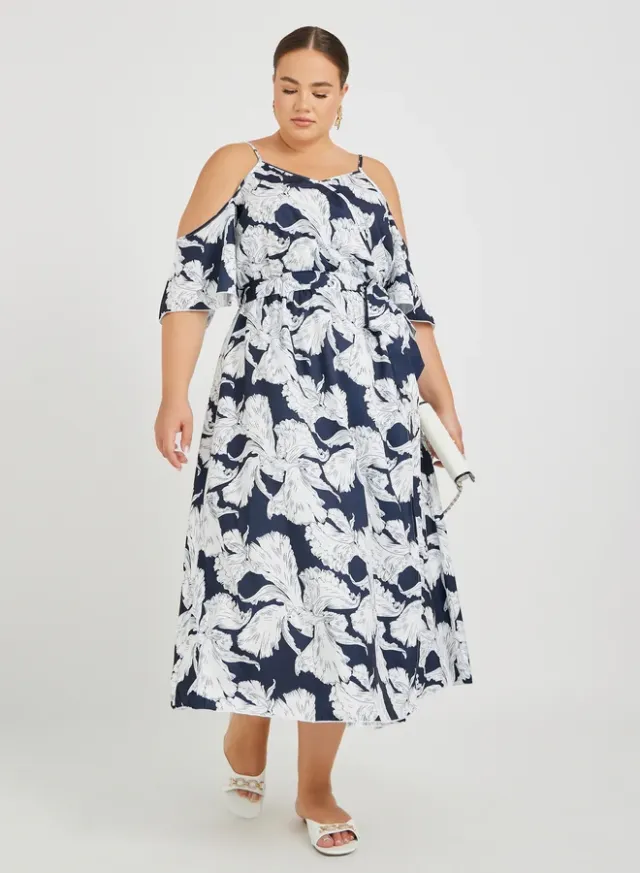 Floral Cold-Shoulder Dress