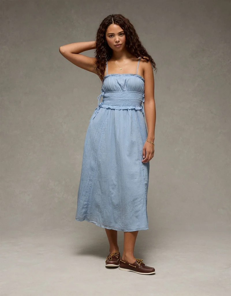 AE Corded Smocking Midi Dress
