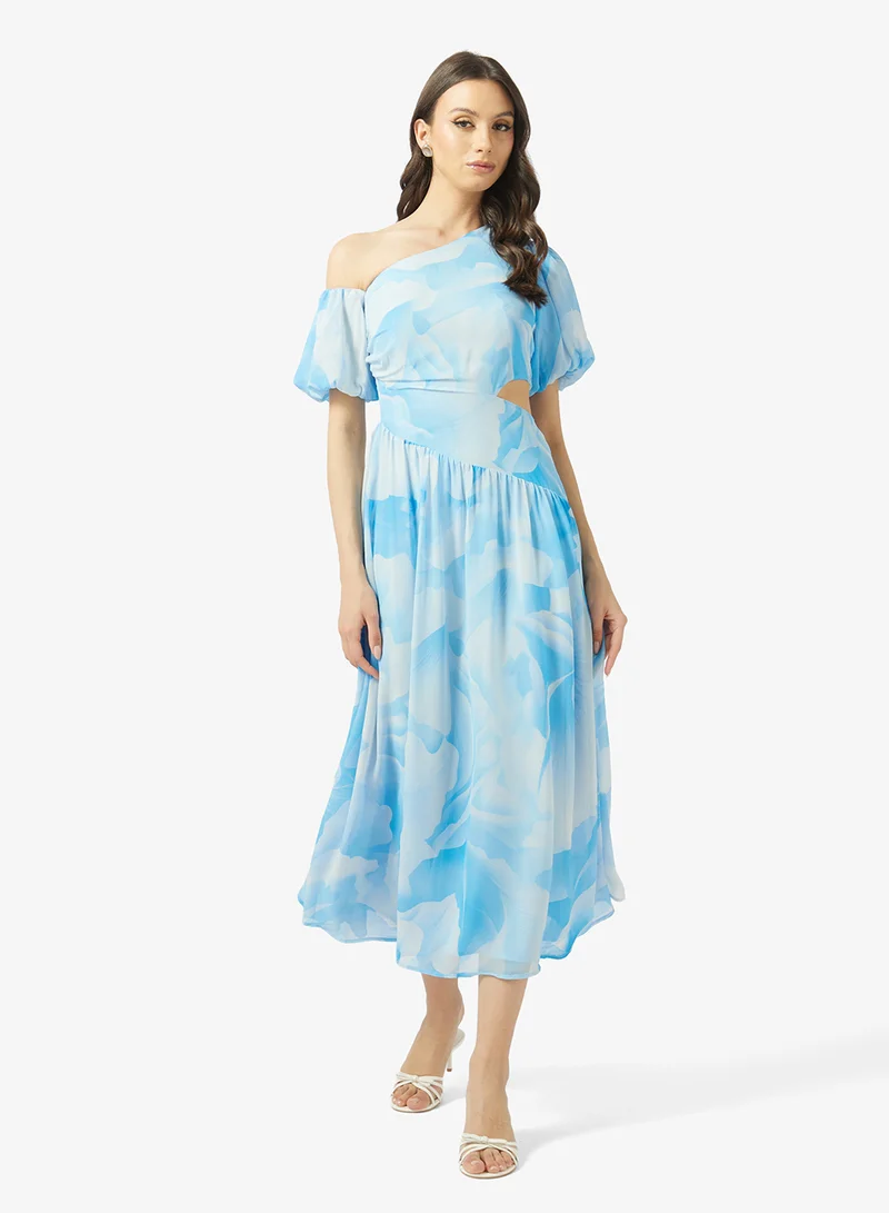 Asymmetric Cutout Midi Dress