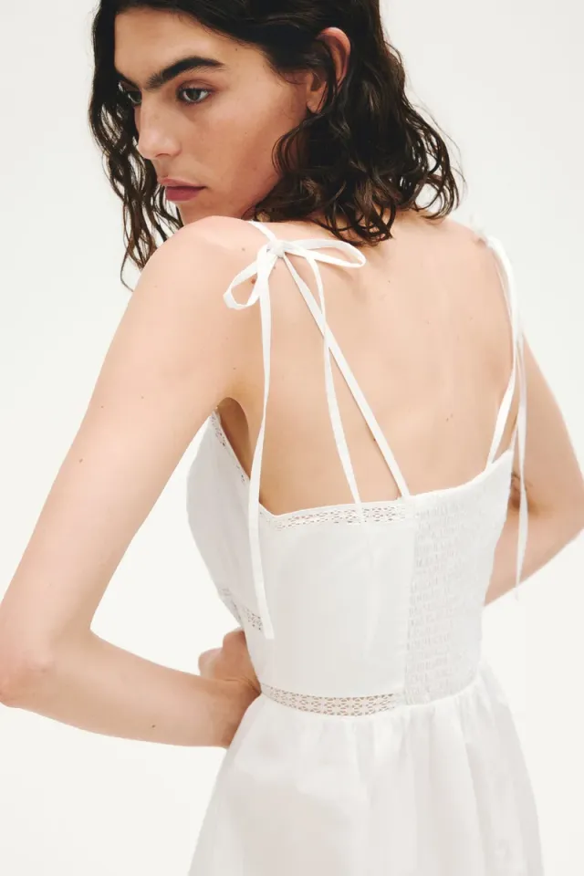 Cotton Tie-Strap Sleeveless Dress with Lace-Trimmed Neckline – image 4