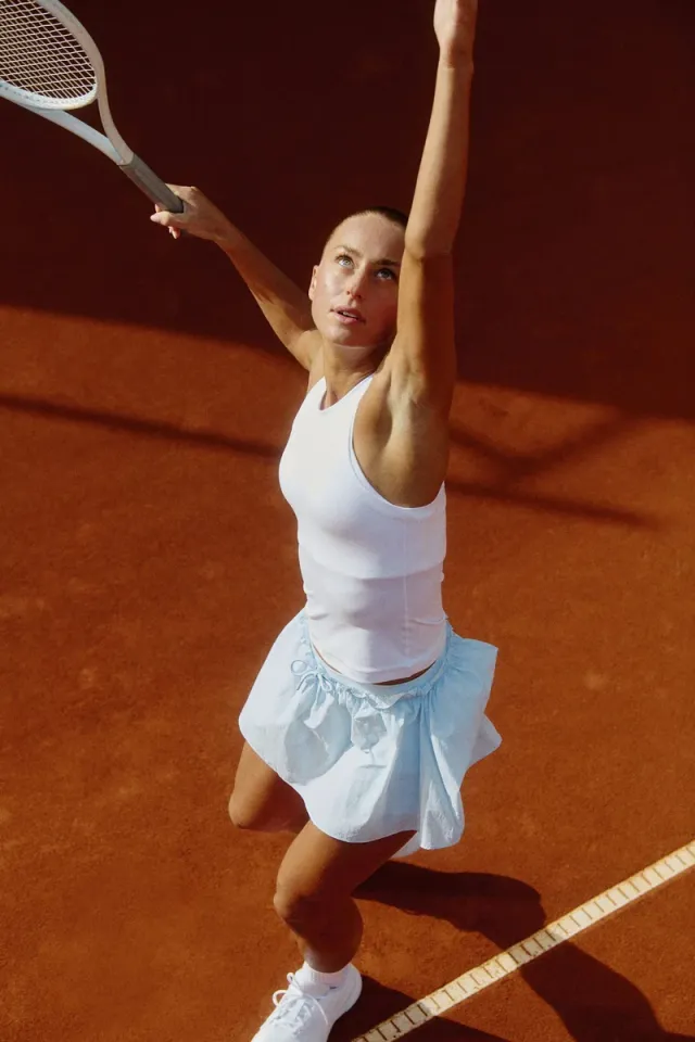 White Mini Tennis Skirt with Elasticated Waist and Drawstring – image 5