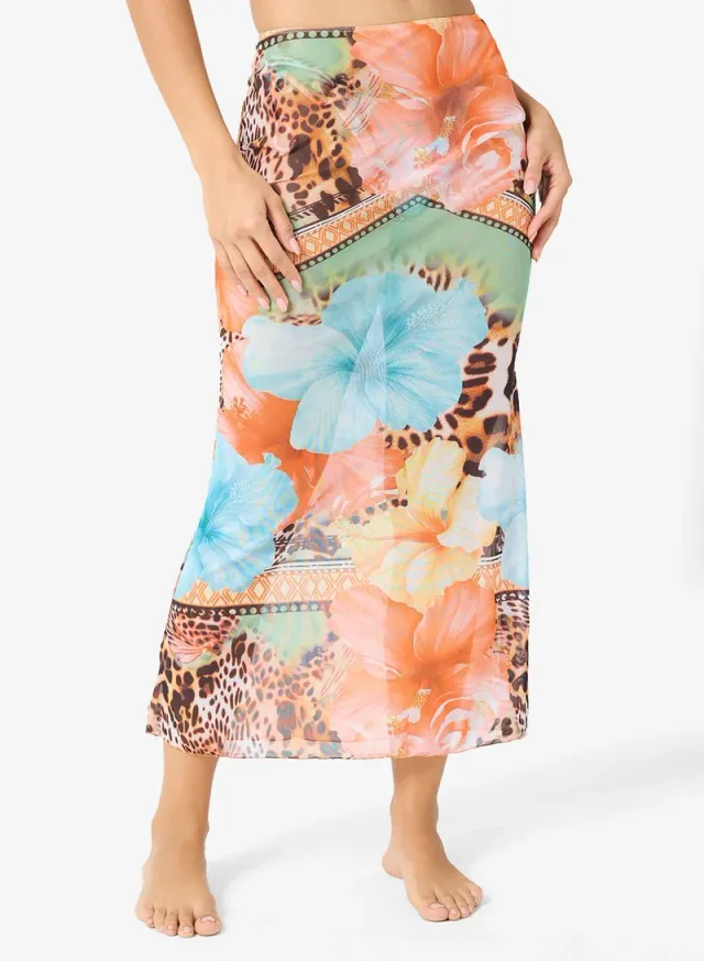 Blue Floral Bikini Top and Maxi Skirt Set for Women – image 6