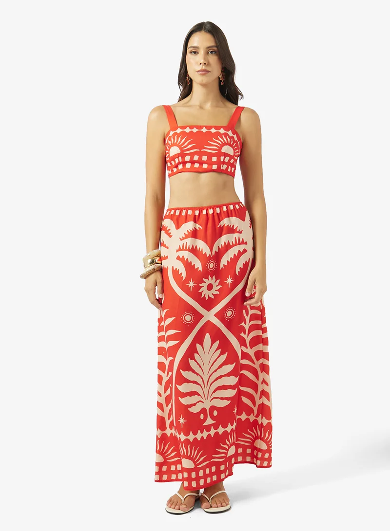 Monochrome Print Top & Skirt Set