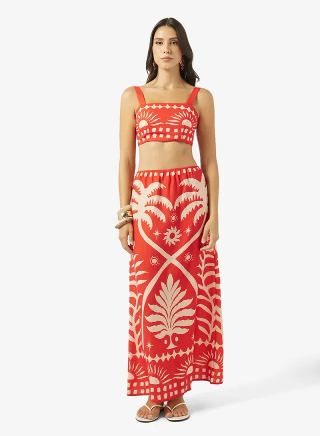 Monochrome Print Top & Skirt Set