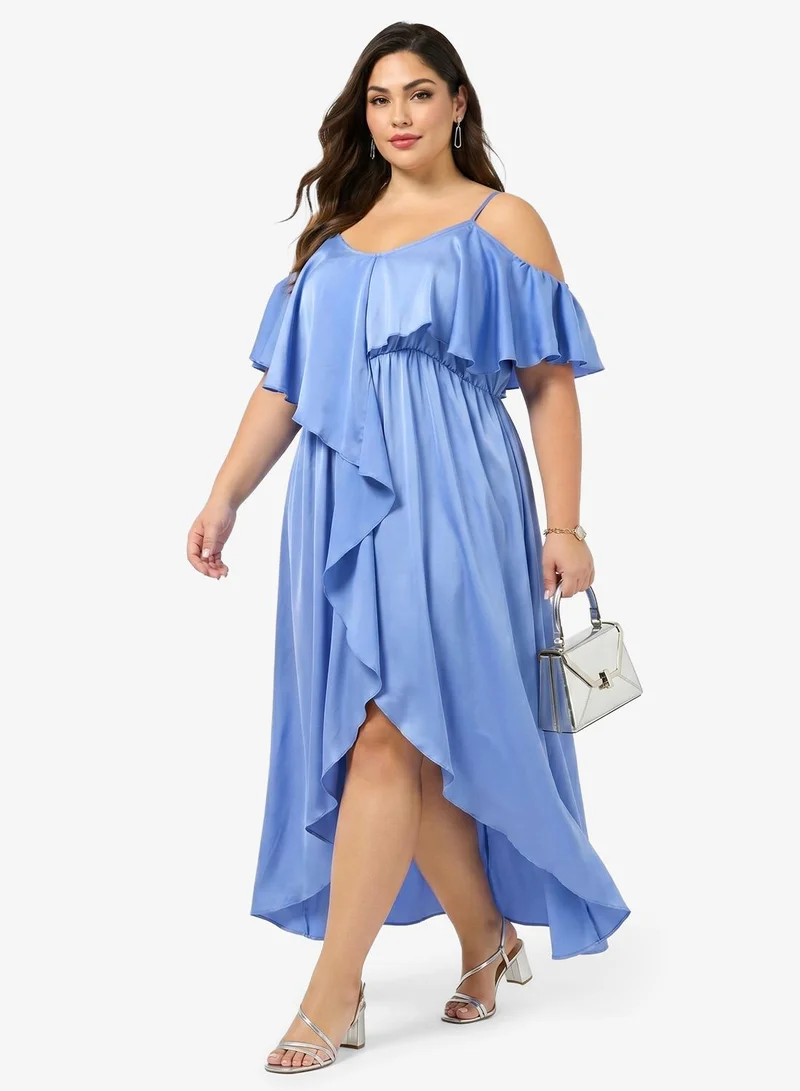 Cold Shoulder Ruffle A-Line Dress