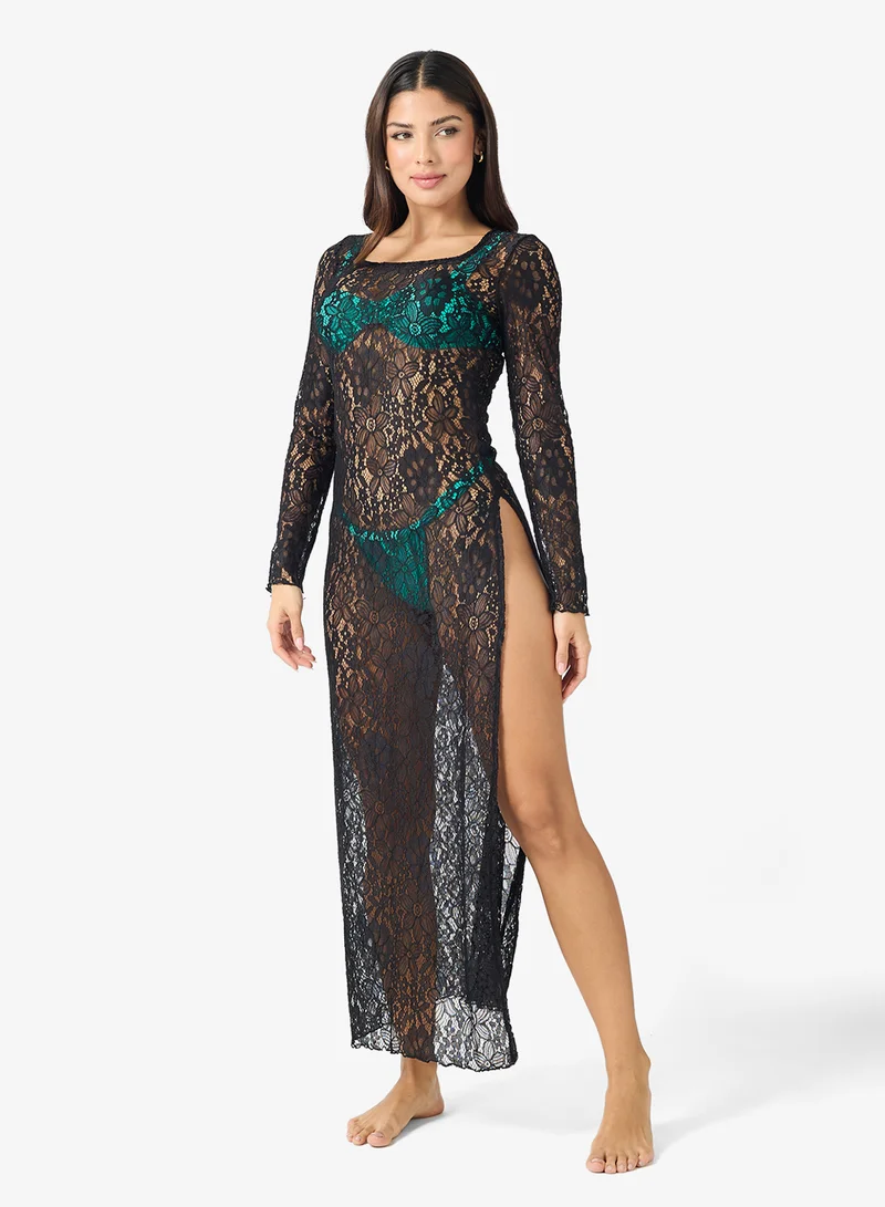Square Neck Crochet Beach Dress