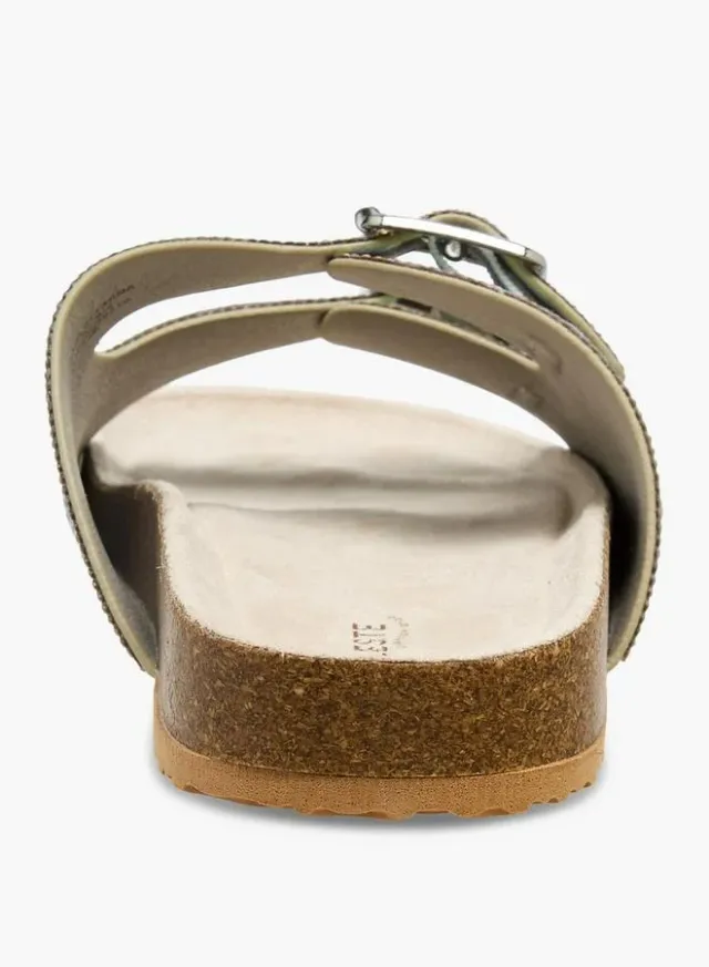 Women's Silver Glitter Slide Sandals with Adjustable Buckle Straps – image 4